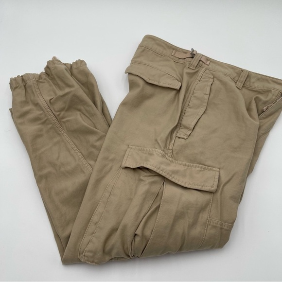 Aritzia TNA Surplus Division Cargo Pants Tan Beige Sz 4 High Rise Tie Ankle - Picture 7 of 15